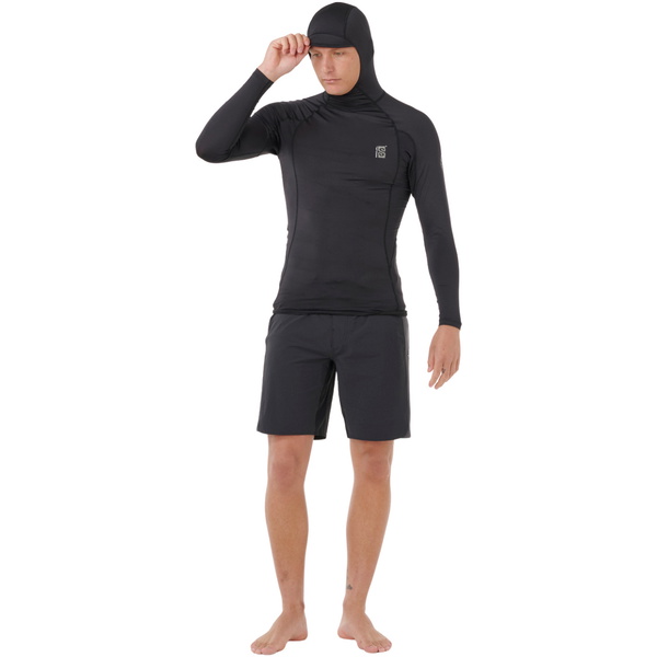 2026 Rip Curl Männer Suche UPF Performance Kapuzen-Langarm-Lycra-Weste 16IMRV - Black